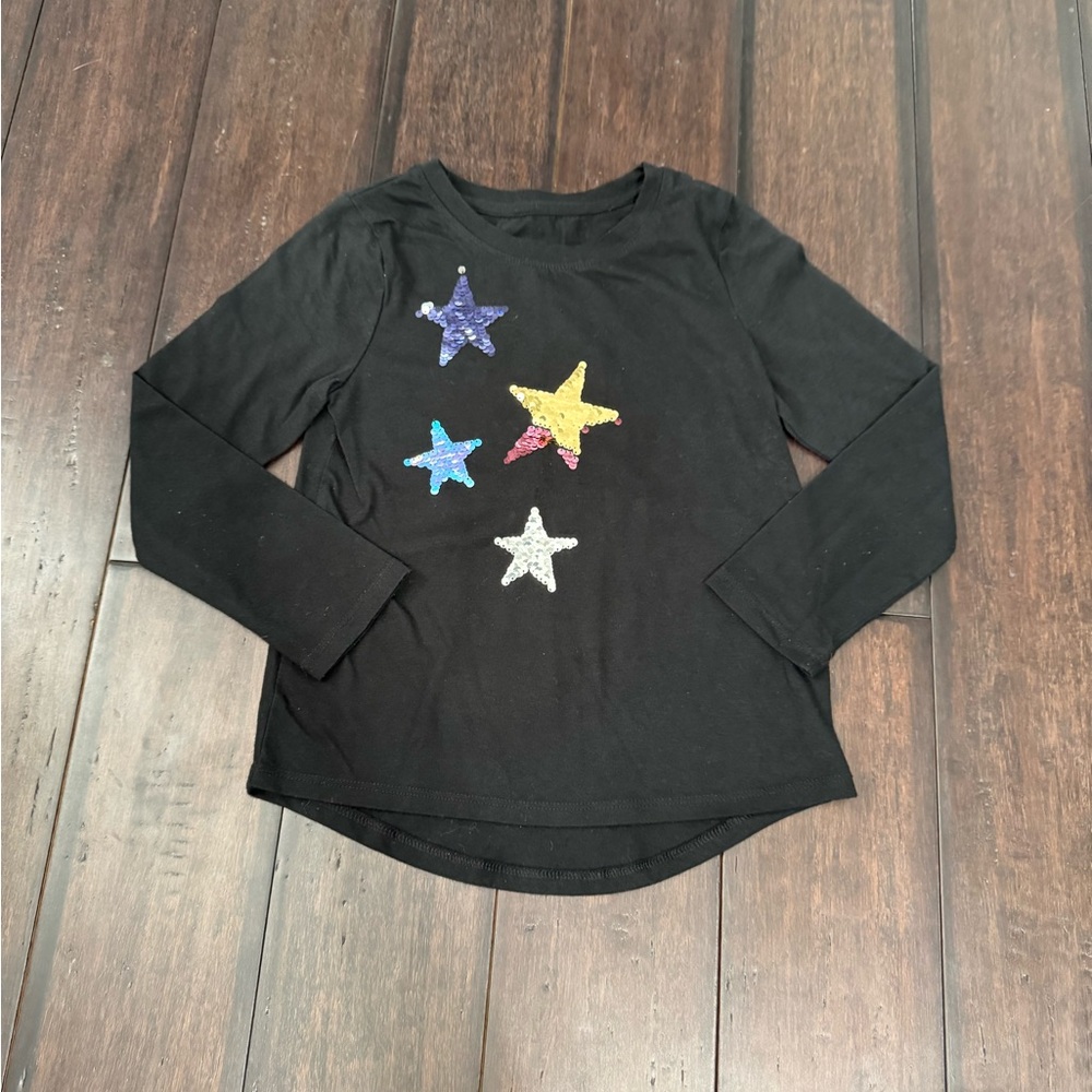 EUC cat & Jack long sleeve sequin shirt small 6/7